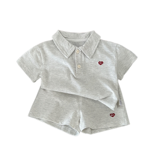 韩版夏季宝宝短袖运动套装婴儿薄款休闲polo领T恤男女童洋气短裤