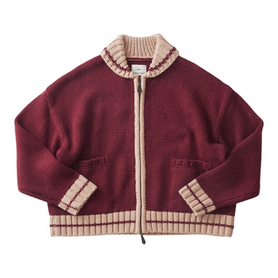 女式青果领落肩考伊琴风羊毛毛衣