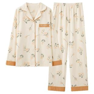 帕兰朵睡衣女士纯棉春秋款2025年秋冬季新款长袖大码家居服套装