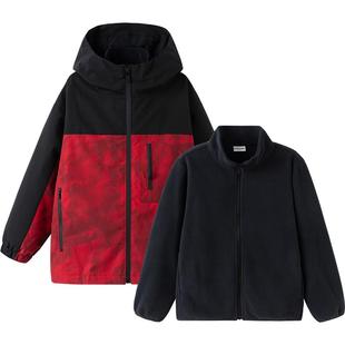 巴拉巴拉男童外套中大童宝宝三合一上衣秋冬款童装儿童红色拜年服