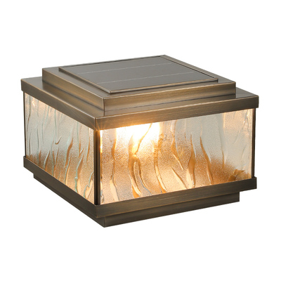 藤源柱子灯加大太阳能板全铜灯