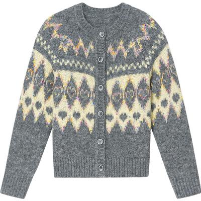 ToyzY费尔岛毛衣针织开衫女羊毛2025年冬季新款ZC35506060