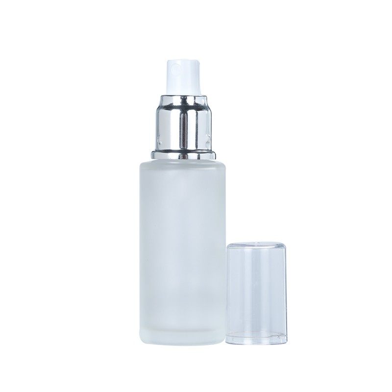 磨砂玻璃分装乳液瓶电化铝银盖压泵化妆品空瓶3050ml80毫升按压瓶
