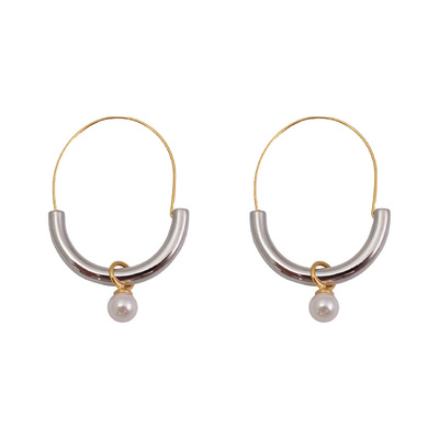 DSTYLE欧美法式设计双色金属耳圈