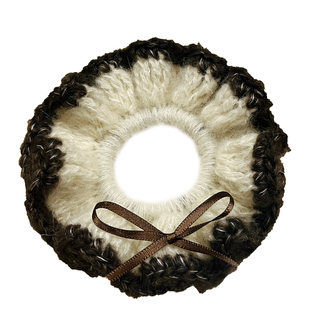 棕色毛线发圈钩织diy材料包马海毛大肠发圈丸子头蝴蝶结头绳皮筋