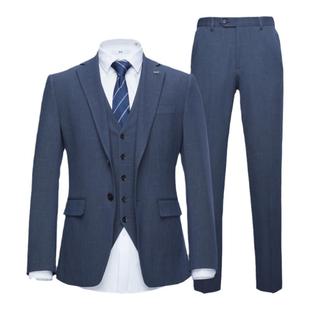 HLA/海澜之家轻商务经典三件套西服套装25秋季新格纹平驳领套西男