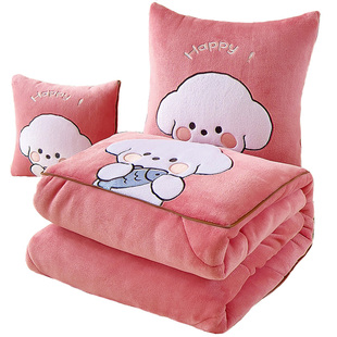 加厚加绒抱枕被子两用午睡办公室汽车载靠垫珊瑚绒二合一保暖冬季