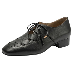 【羊皮】星期六英伦风平底乐福鞋女2026春季真皮方深口单鞋通勤鞋