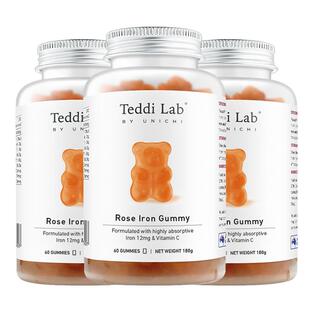 Unichi玫瑰富铁小熊软糖红枣味气血补铁剂女官方正品teddilab