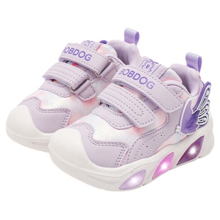 巴布豆童鞋女童闪灯鞋春季新款亮灯鞋软底幼童鞋女宝宝学步鞋