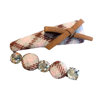 韩国两个装精致设计感格纹蝴蝶结水钻BB夹无痕刘海掰掰夹懒人对夹