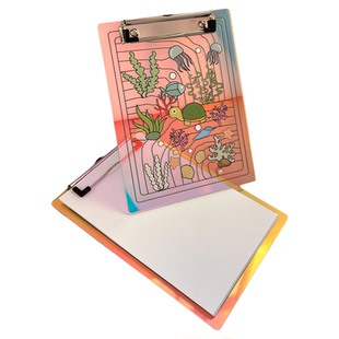 薇素蔓A4文件板夹夹板炫彩工厂批发直供厂家定制亚克力标识图案LOGO幼儿园写字板学生收纳夹试卷讲义A5尺寸