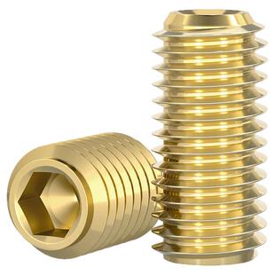 国标纯黄铜凹端紧定螺丝无头内六角铜止付机米顶丝全3M4M5M6M8M10