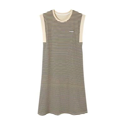 睡裙女士夏季无袖背心带胸垫条纹