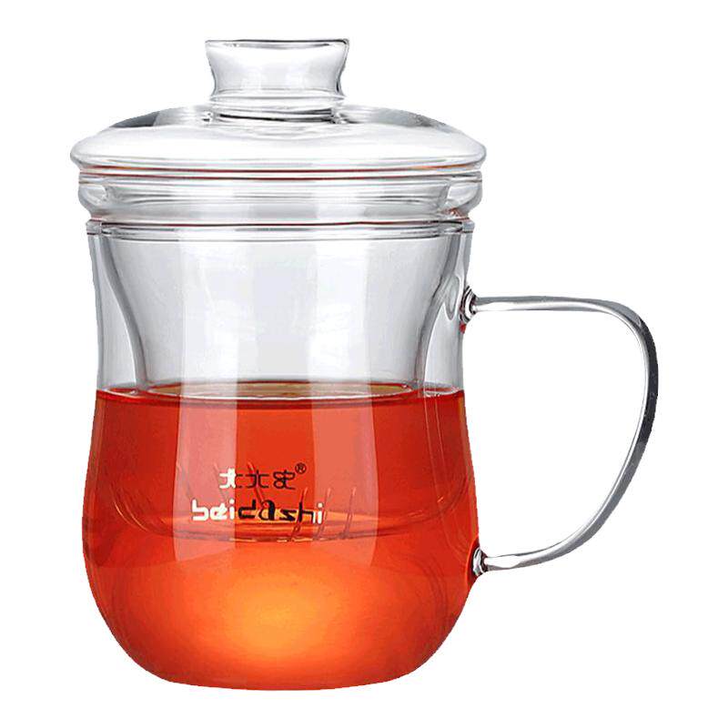 北大史玻璃杯带把喝水办公茶杯