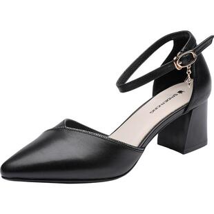 蜘蛛王官方旗舰正品2025夏季新款女凉鞋高跟鞋女士真皮单鞋粗跟