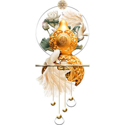 五福临门入户玄关装饰画葫芦灯画