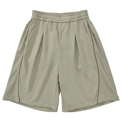 纯色简约街头风宽松中裤夏季潮男