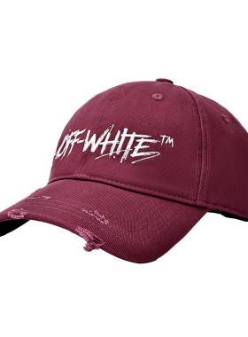 OFF-WHITE™官方旗舰店帽子女款酒红色美式做旧轻奢鸭舌帽男遮阳