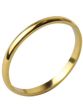 不掉色18K金色素圈细戒指气质