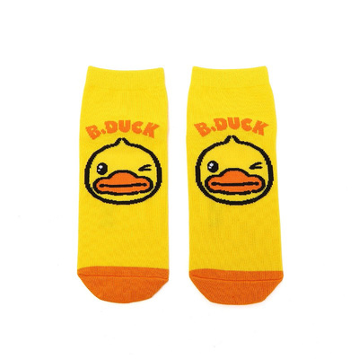 B.Duck卡通小黄鸭袜子无骨儿童