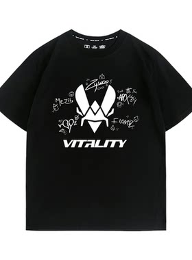 CS2GO游戏比赛小蜜蜂Vitality战队ZywOo签名周边短袖夏男纯棉T恤