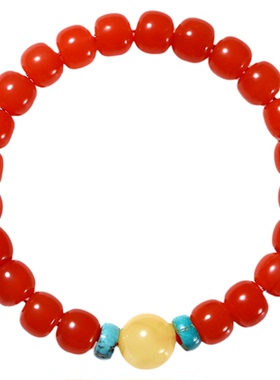 天然南红玛瑙柿子红本命年女款手