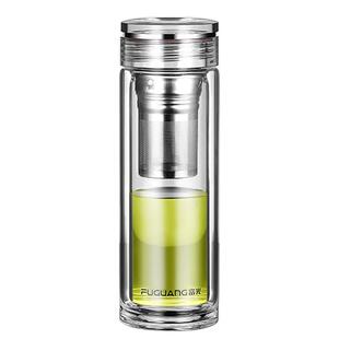 富光高档水晶玻璃杯双层隔热男防摔透明家用茶水分离泡茶杯子定制