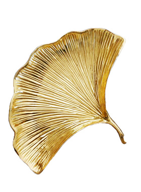 黄铜轻奢风桌面点心盘摆件龟背叶