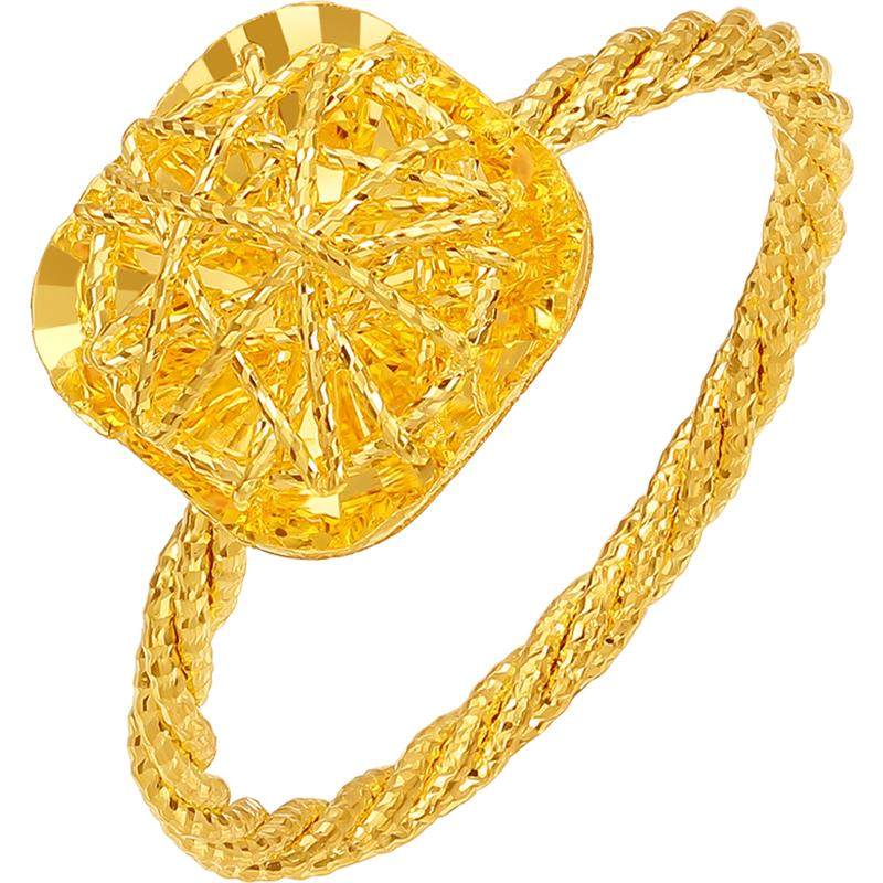 周六福5G黄金戒指女计价足金爆闪方糖手饰节日礼物官方旗舰店