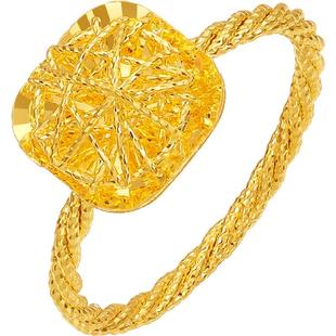 周六福5G黄金戒指女计价足金爆闪方糖手饰新年礼物官方旗舰店