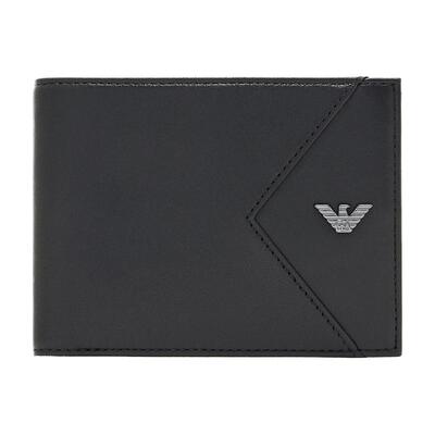 阿玛尼男士羊皮革对折多卡位钱包