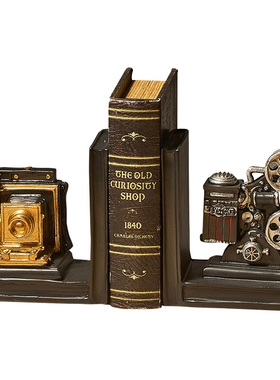 美式复古怀旧书立摆件书房书架书桌书挡装饰摆件店铺陈列道具一对