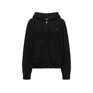 高品开衫卫衣王嘉尔同款摇粒绒连帽外套保暖宽松黑色百搭男女外套