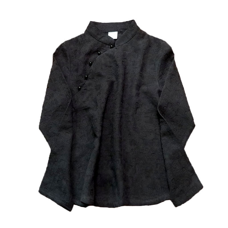 【苇素禅服】不易皱提花棉麻，斜襟盘扣立领上衣，春秋修行太极服