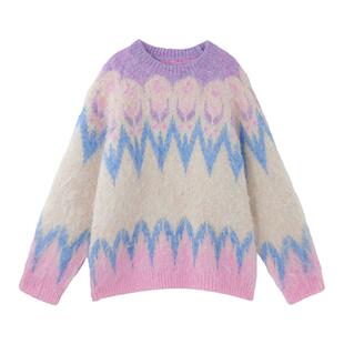 BJHG不计后果费尔岛情侣毛衣男女款2025新款冬季美式圆领厚针织衫