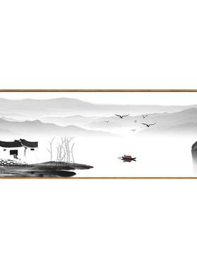 客厅挂画水墨新中式茶室山水字画