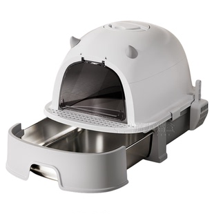 不锈钢猫砂盆超大号全封闭抽屉式隔臭防砂外溅幼猫沙盆子猫咪用品