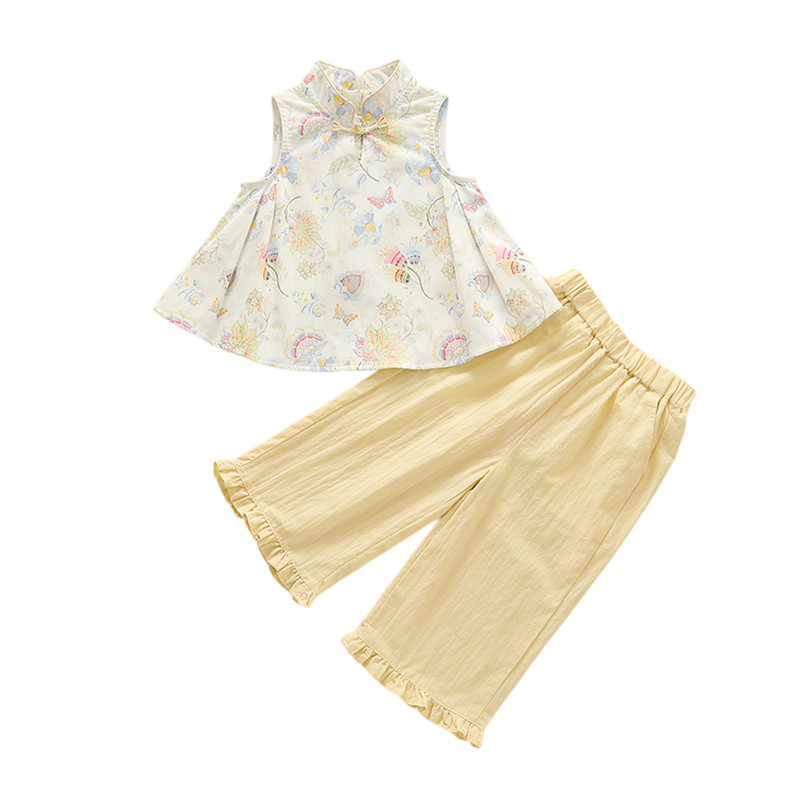 女童国风套装夏季新款新中式薄款两件套夏装宝宝唐装汉服童装衣服