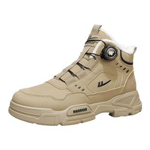 回力高帮男鞋冬季加绒保暖防滑旋钮工装二棉鞋户外马丁抗寒雪地靴