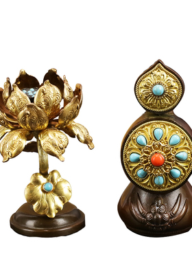 八供花果朵玛食子花纯铜供佛摆件
