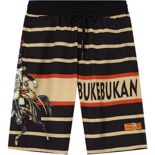 BM男士休闲裤夏季薄款条纹印花短裤男潮牌ins爆款冰感五分沙滩裤