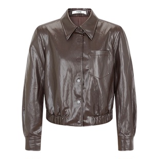 none 气质棕色皮衣女款外套2025秋新款超火酷飒风短款百搭小皮衣