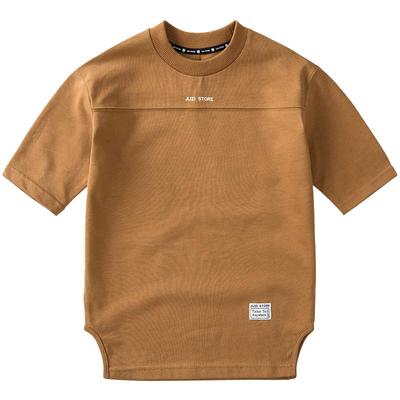 JUZI STORE童装复古粗针单面布基本款中袖纯棉连衣裙女童1836503