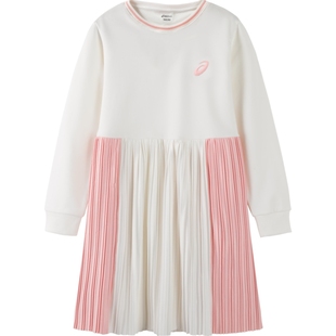 ASICS/亚瑟士童装新款春季女童连衣裙套头衫宽松针织运动套装