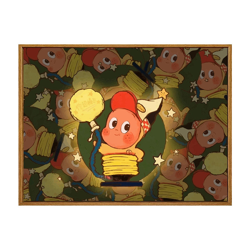 星星人数字油画diy填涂色手工绘泡泡玛特潮流周边丙烯油彩装饰画