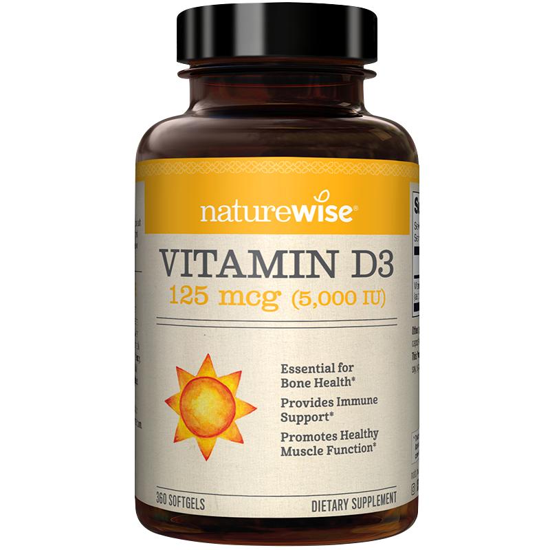 【自营】Naturewise5000iu活性阳光瓶维生素维生素D3软胶囊360粒