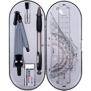 得力圆规三角尺量角器直尺子学生铅笔橡皮套装包邮多功能绘图套尺