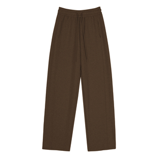 棕咖色羊毛阔腿裤女秋冬高腰宽松垂感美拉德加绒运动卫裤糯米裤