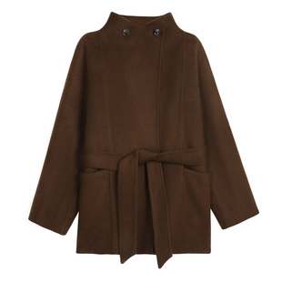 Maven Lin 雅致得体 1OO羊毛呢子大衣女贵感收腰短款毛呢外套